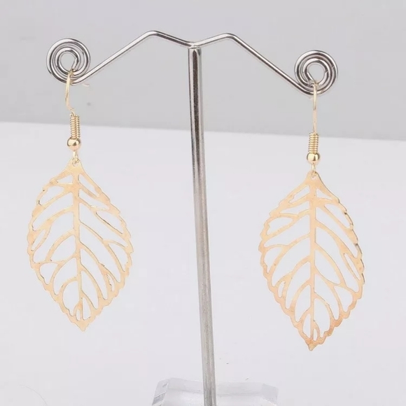 Golden Leaf Statement Earrings - NWT - Picture 1 of 2